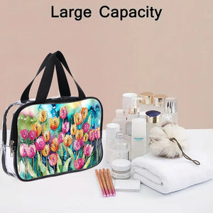 DIY Flower Diamond Painting Bling Rhinestone Makeup Bag Large Storage Bag