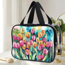 Load image into Gallery viewer, DIY Flower Diamond Painting Bling Rhinestone Makeup Bag Large Storage Bag
