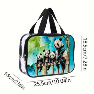 DIY Panda Diamond Painting Bling Rhinestone Makeup Bag Large Storage Bag