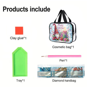 DIY Gnome Diamond Painting Bling Rhinestone Makeup Bag Large Storage Bag