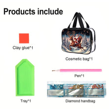 Load image into Gallery viewer, Christmas DIY Santa Claus Diamond Painting Bling Rhinestone Makeup Bag Large Storage Bag
