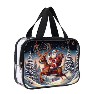 Christmas DIY Santa Claus Diamond Painting Bling Rhinestone Makeup Bag Large Storage Bag