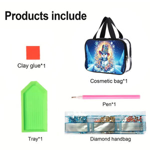 DIY Snowman Diamond Painting Bling Rhinestone Makeup Bag Large Storage Bag