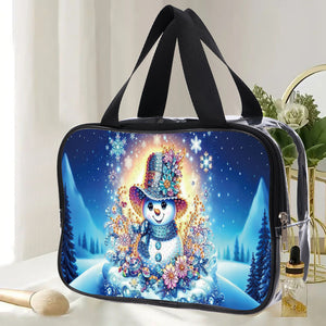 DIY Snowman Diamond Painting Bling Rhinestone Makeup Bag Large Storage Bag