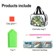 Load image into Gallery viewer, DIY Christmas House Diamond Painting Rhinestone Makeup Bag Large Storage Bag
