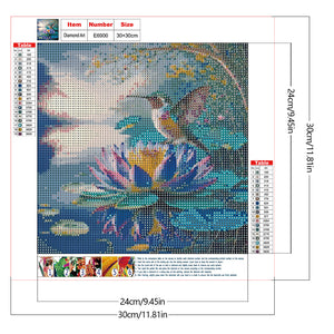 Hummingbird And Lotus 30*30CM(Canvas) Full Round Drill Diamond Painting