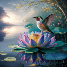 Load image into Gallery viewer, Hummingbird And Lotus 30*30CM(Canvas) Full Round Drill Diamond Painting
