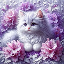 Load image into Gallery viewer, Cat And Flower 30*30CM(Canvas) Full Round Drill Diamond Painting
