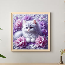 Load image into Gallery viewer, Cat And Flower 30*30CM(Canvas) Full Round Drill Diamond Painting
