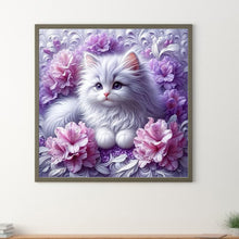 Load image into Gallery viewer, Cat And Flower 30*30CM(Canvas) Full Round Drill Diamond Painting
