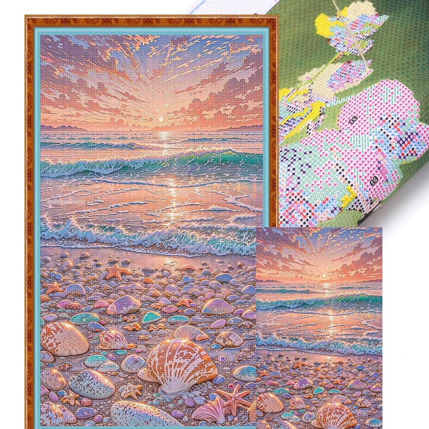 Dreamy Beach Scenery - Full 11CT Stamped Cross Stitch 40x70CM - Huacan