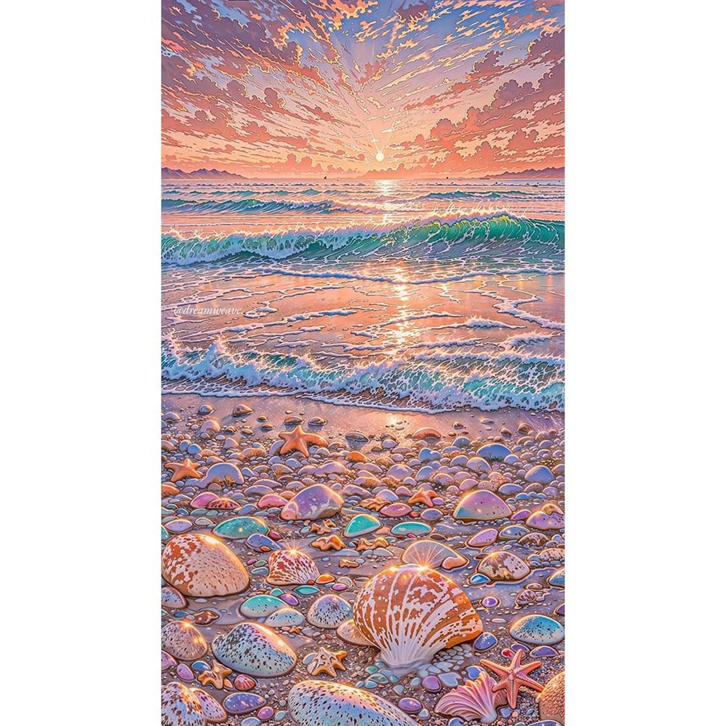 Dreamy Beach Scenery - Full 11CT Stamped Cross Stitch 40x70CM - Huacan