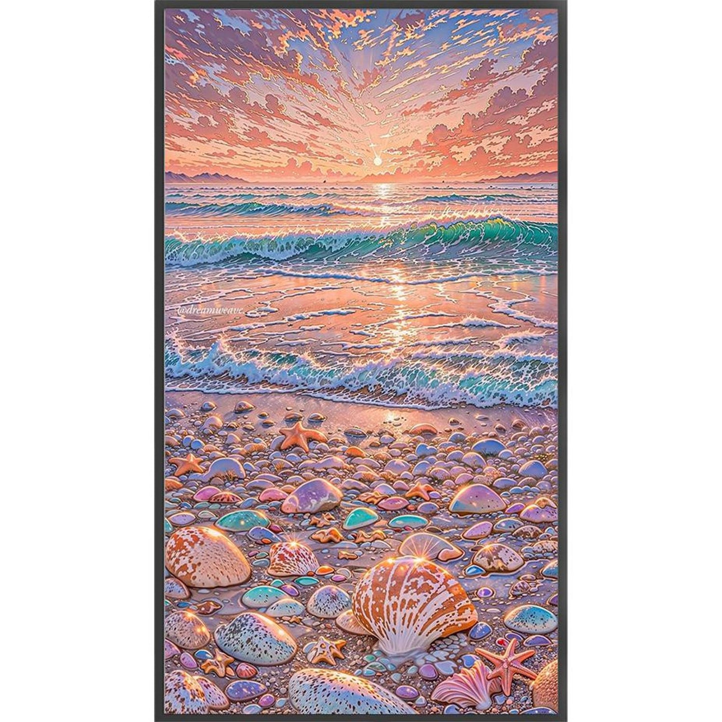 Dreamy Beach Scenery - Full 11CT Stamped Cross Stitch 40x70CM - Huacan