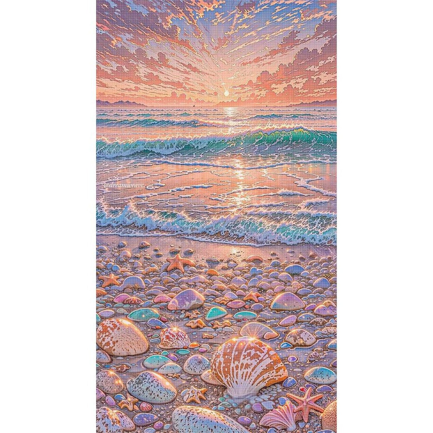 Dreamy Beach Scenery - Full 11CT Stamped Cross Stitch 40x70CM - Huacan