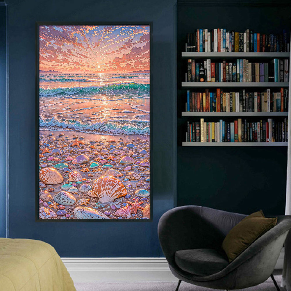 Dreamy Beach Scenery - Full 11CT Stamped Cross Stitch 40x70CM - Huacan