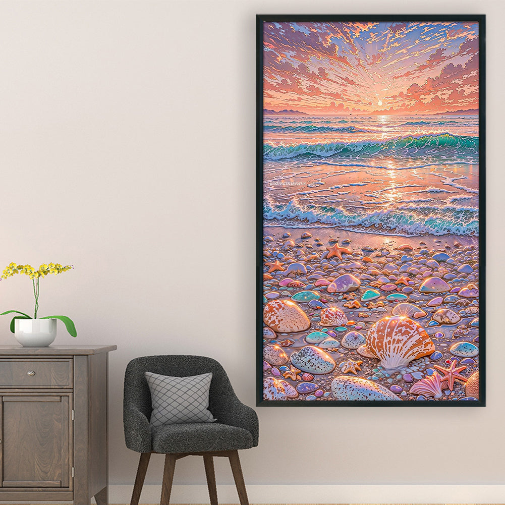 Dreamy Beach Scenery - Full 11CT Stamped Cross Stitch 40x70CM - Huacan