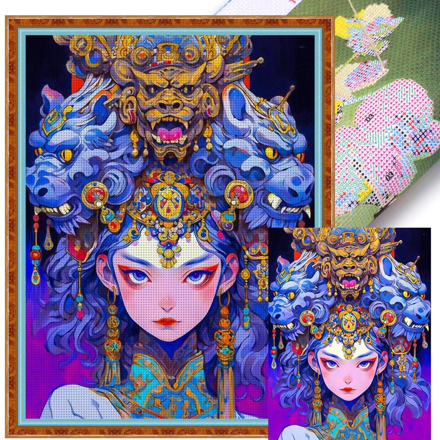 Chinese Opera Girl - Full 11CT Stamped Cross Stitch 45x60CM - Huacan