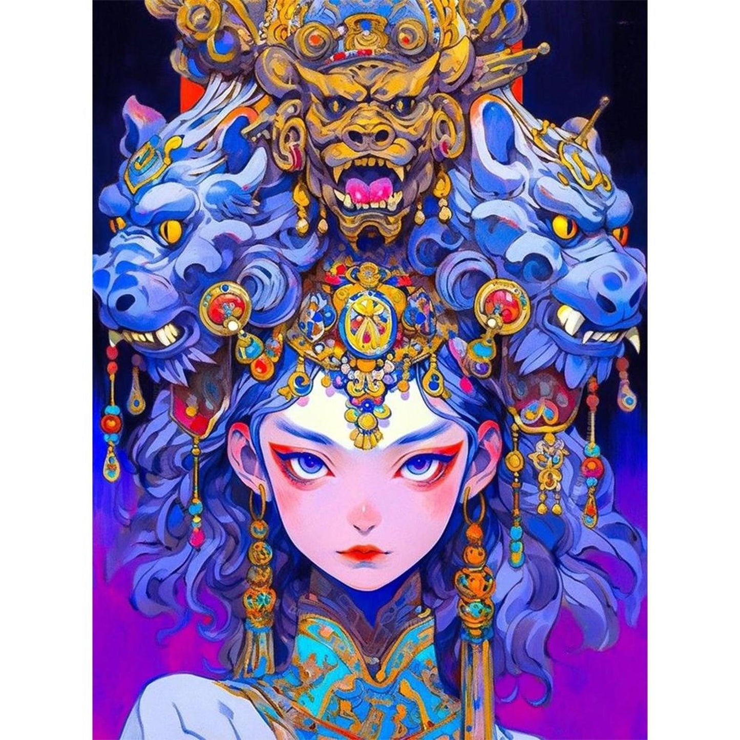 Chinese Opera Girl - Full 11CT Stamped Cross Stitch 45x60CM - Huacan