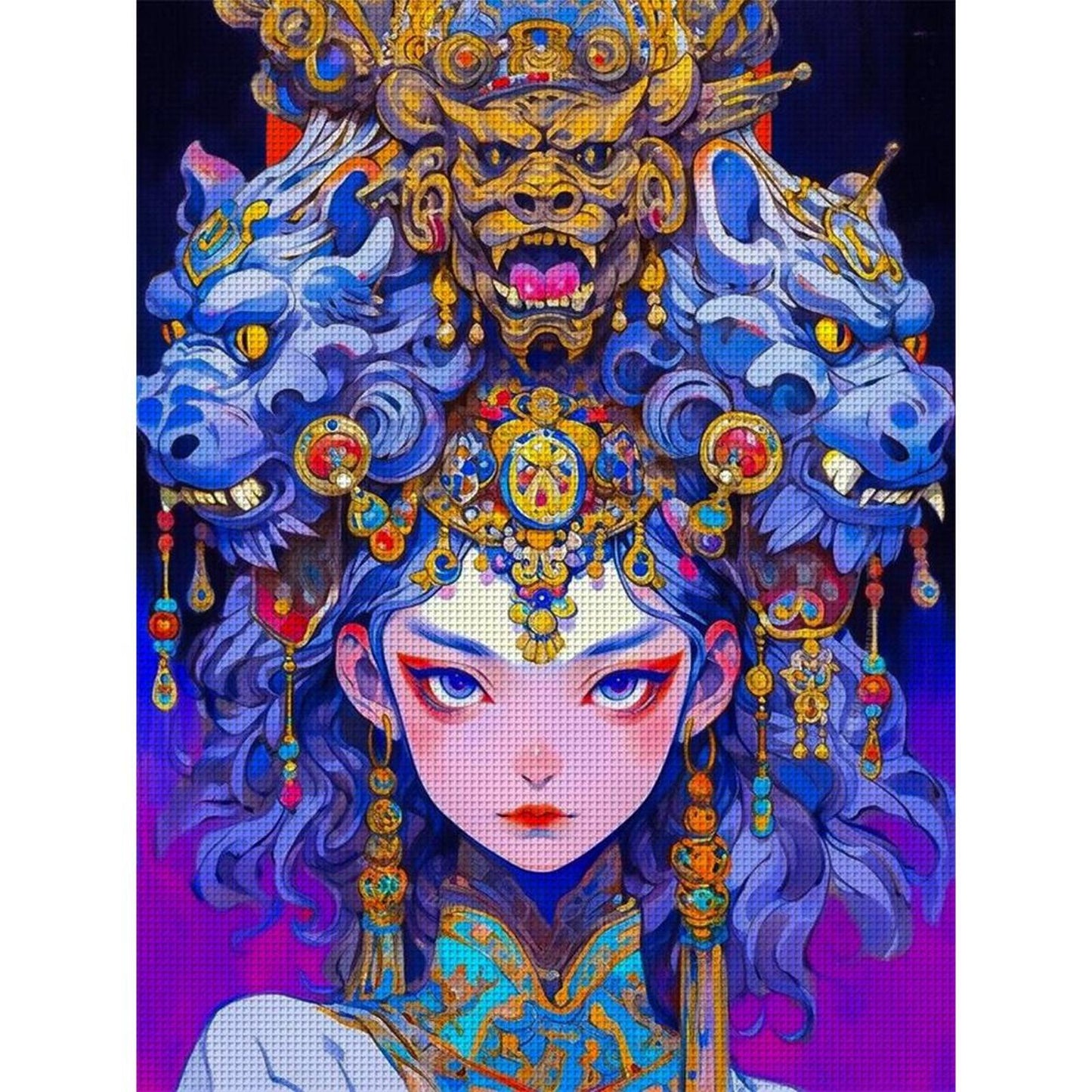 Chinese Opera Girl - Full 11CT Stamped Cross Stitch 45x60CM - Huacan
