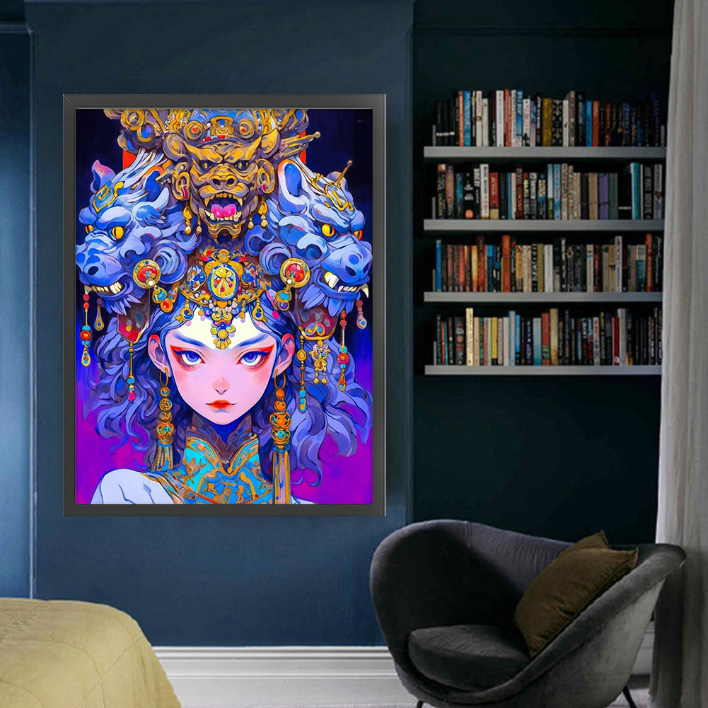 Chinese Opera Girl - Full 11CT Stamped Cross Stitch 45x60CM - Huacan