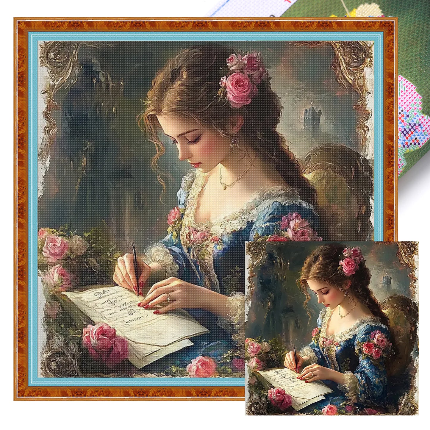 Victorian Girl - Full 18CT Stamped Cross Stitch 45x45CM - Huacan