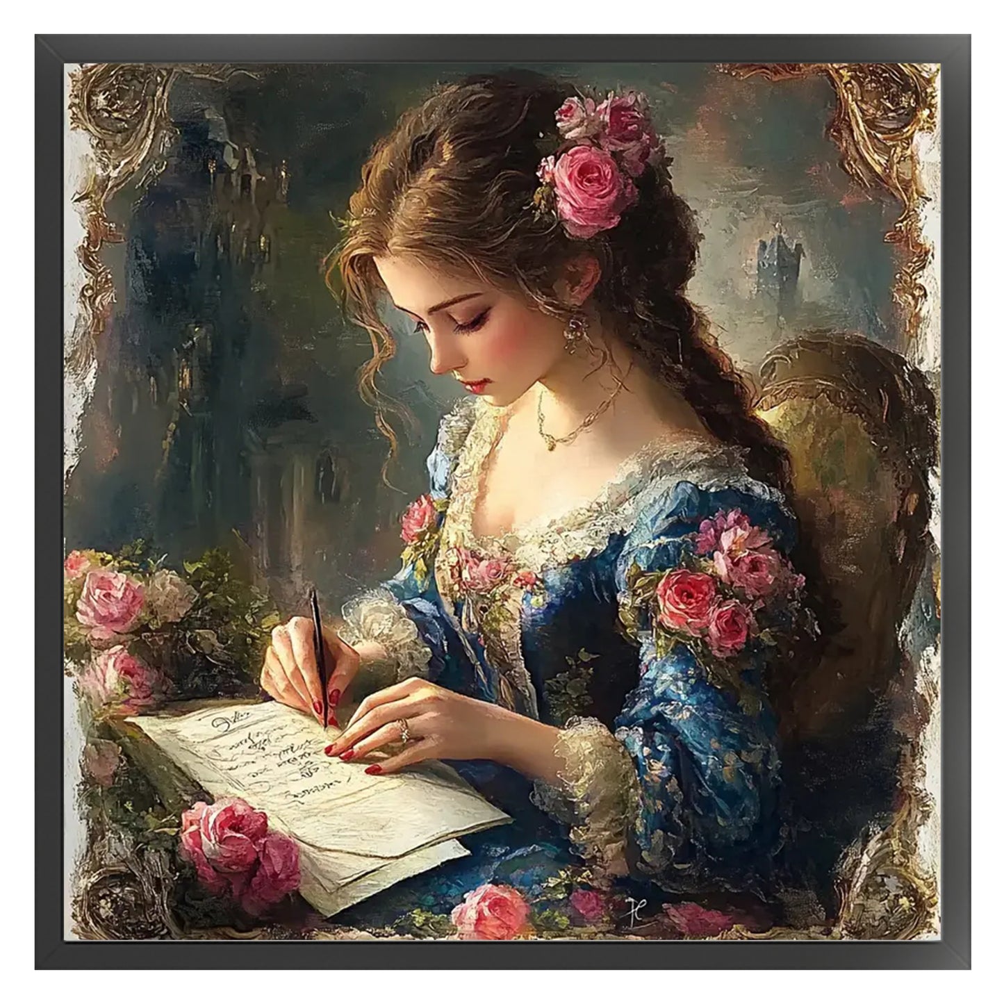 Victorian Girl - Full 18CT Stamped Cross Stitch 45x45CM - Huacan
