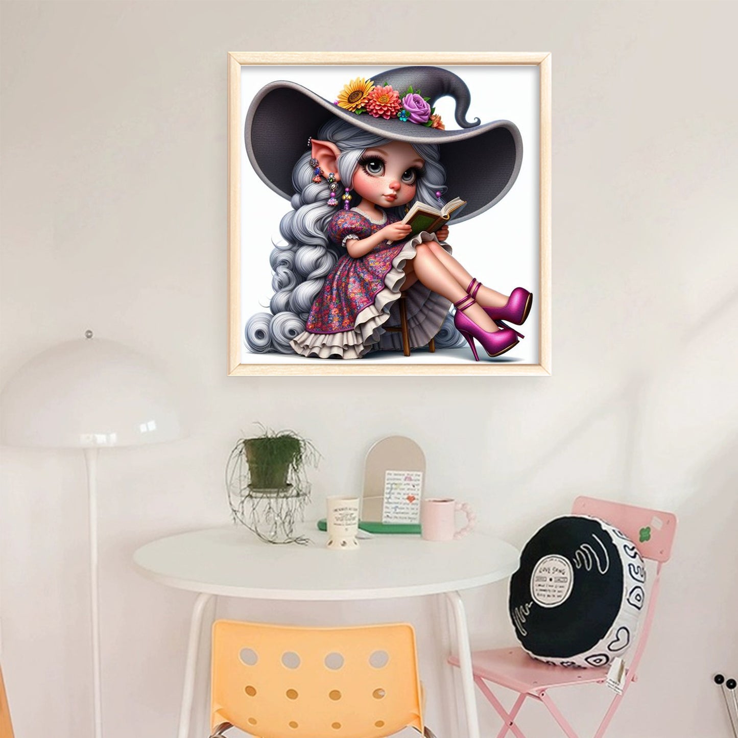 Book Witch - Full 18CT Stamped Cross Stitch 40x40CM - Huacan