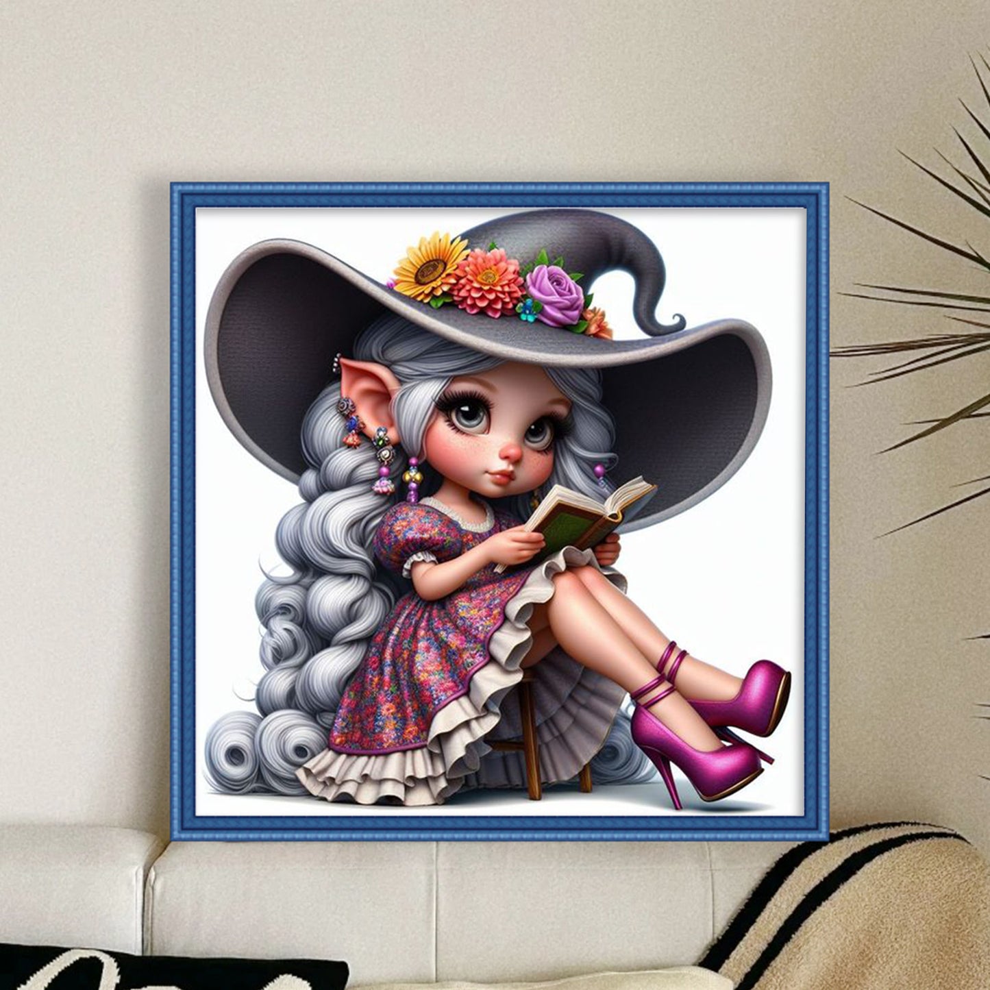 Book Witch - Full 18CT Stamped Cross Stitch 40x40CM - Huacan
