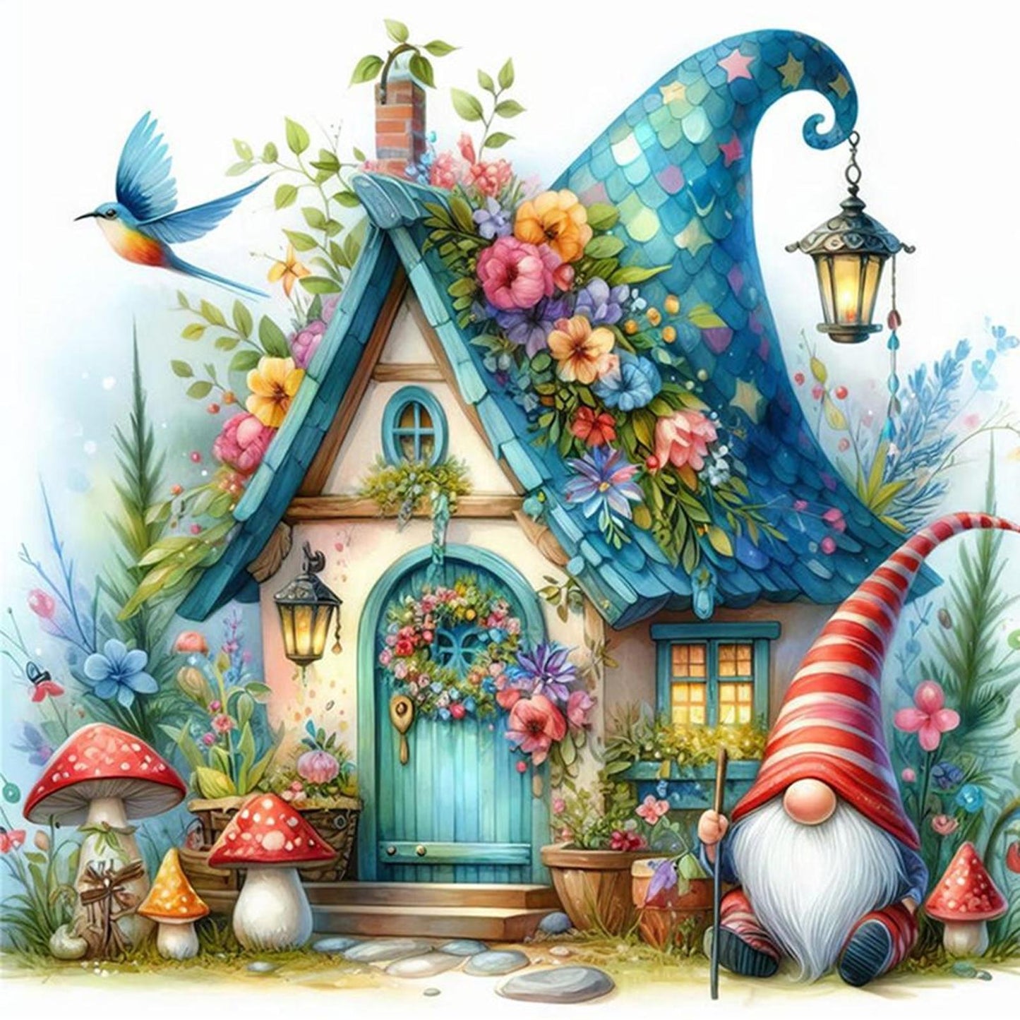 Goblin Cabin - Full 14CT Counted Cross Stitch 40x40CM - Yishu