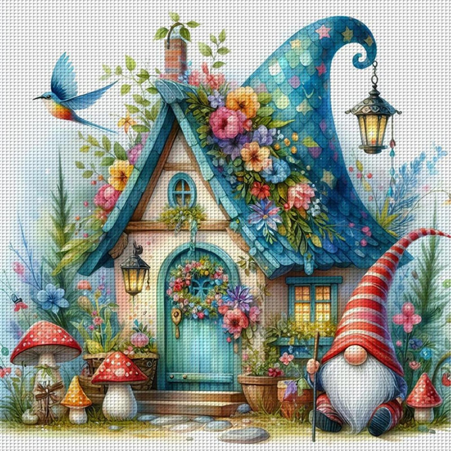 Goblin Cabin - Full 14CT Counted Cross Stitch 40x40CM - Yishu