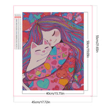 Load image into Gallery viewer, Loving Cat Girl 40*50CM(Canvas) Full Round Drill Diamond Painting(Partial AB)

