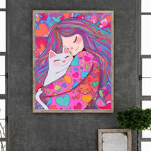 Load image into Gallery viewer, Loving Cat Girl 40*50CM(Canvas) Full Round Drill Diamond Painting(Partial AB)
