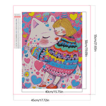 Load image into Gallery viewer, Loving Cat Girl 40*50CM(Canvas) Full Round Drill Diamond Painting(Partial AB)
