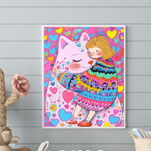Load image into Gallery viewer, Loving Cat Girl 40*50CM(Canvas) Full Round Drill Diamond Painting(Partial AB)
