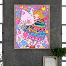 Load image into Gallery viewer, Loving Cat Girl 40*50CM(Canvas) Full Round Drill Diamond Painting(Partial AB)
