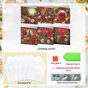 6PCS DIY Diamond Art Greeting Cards Christmas Congratulations Cards  Gifts
