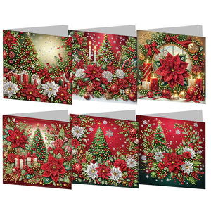 6PCS DIY Diamond Art Greeting Cards Christmas Congratulations Cards  Gifts