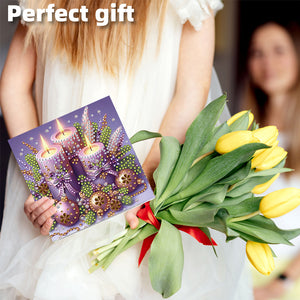 6PCS DIY Diamond Art Greeting Cards Holiday Theme Congratulations Cards  Gifts