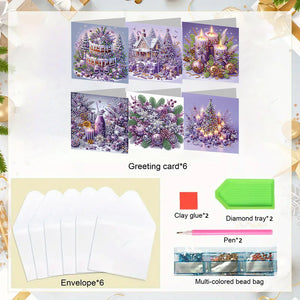 6PCS DIY Diamond Art Greeting Cards Holiday Theme Congratulations Cards  Gifts