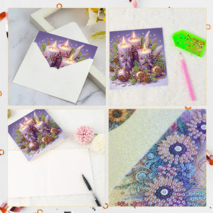6PCS DIY Diamond Art Greeting Cards Holiday Theme Congratulations Cards  Gifts