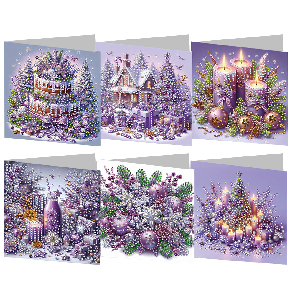 6PCS DIY Diamond Art Greeting Cards Holiday Theme Congratulations Cards  Gifts