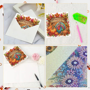 6PCS DIY Diamond Art Greeting Cards Autumn Theme Congratulations Cards  Gifts