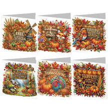 Load image into Gallery viewer, 6PCS DIY Diamond Art Greeting Cards Autumn Theme Congratulations Cards  Gifts
