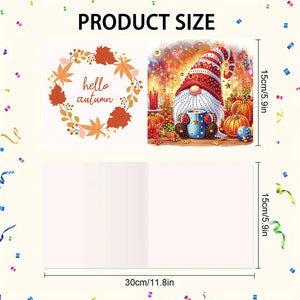 6PCS DIY Diamond Art Greeting Cards Pumpkin Gnome Congratulations Cards  Gifts