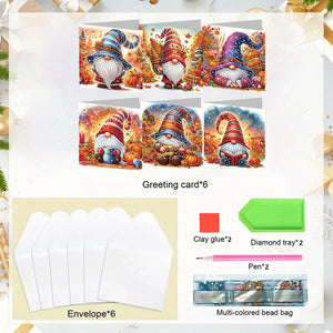6PCS DIY Diamond Art Greeting Cards Pumpkin Gnome Congratulations Cards  Gifts