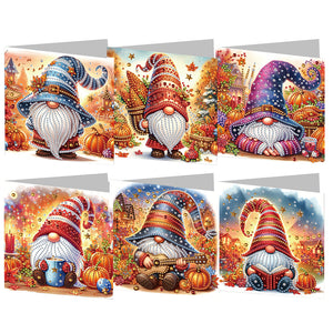 6PCS DIY Diamond Art Greeting Cards Pumpkin Gnome Congratulations Cards  Gifts