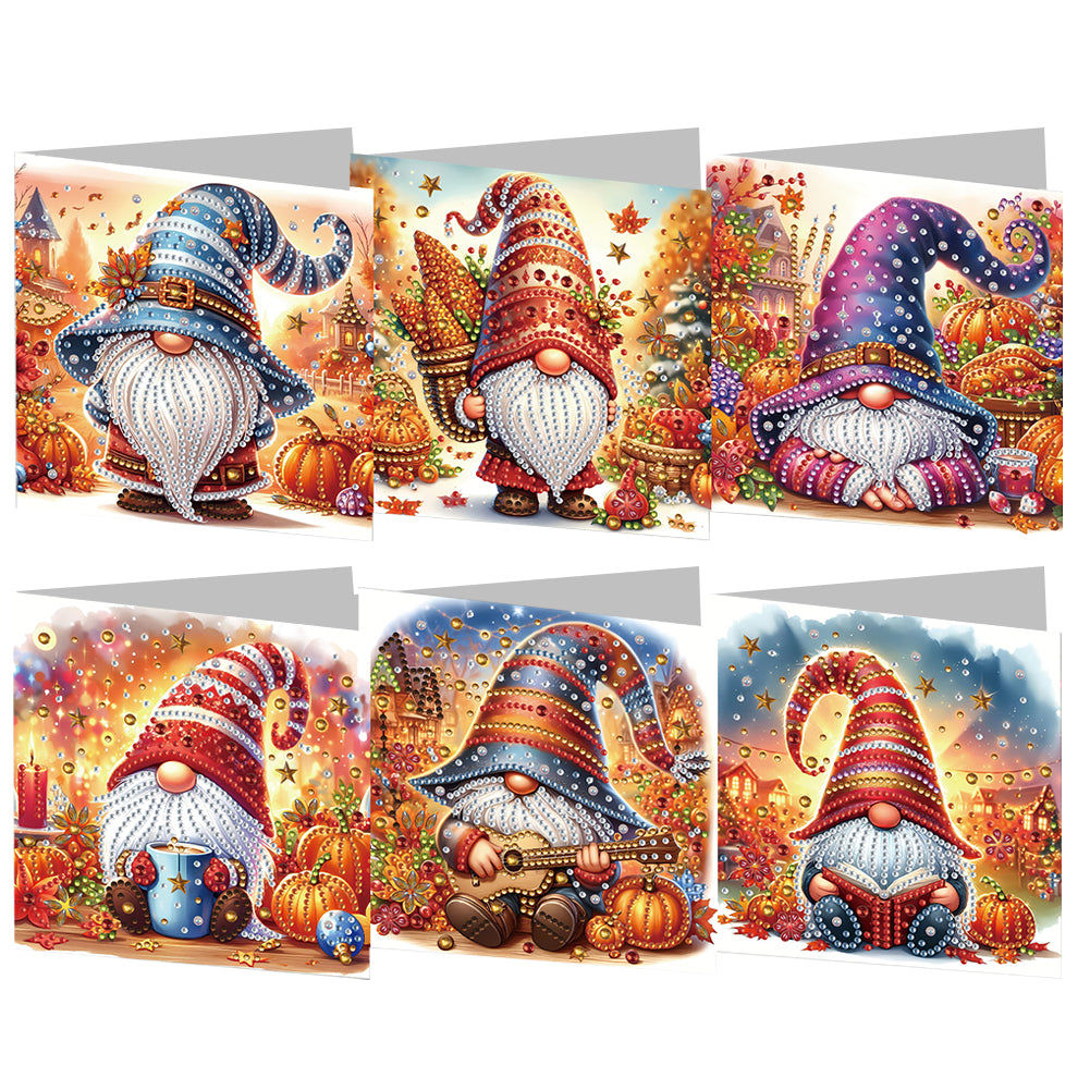 6PCS DIY Diamond Art Greeting Cards Pumpkin Gnome Congratulations Cards  Gifts