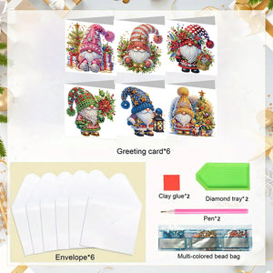 6PCS DIY Diamond Art Greeting Cards Christmas Congratulations Cards  Gifts