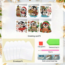 Load image into Gallery viewer, 6PCS DIY Diamond Art Greeting Cards Christmas Penguin Congratulations Cards Gift
