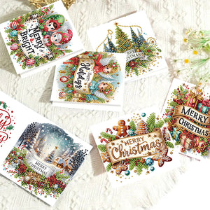6PCS DIY Diamond Art Greeting Cards Christmas Congratulations Cards  Gifts